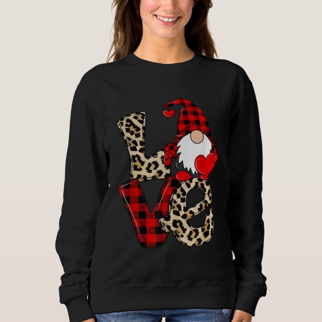 Cute Gnomes Valentines Love Leopard Plaid Couple M T Shirt (Framsida)