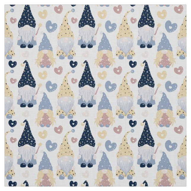 Cute Gnomes White Fabric by the Yard Tjock Quarter Tyg (Prov)