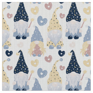 Cute Gnomes White Fabric by the Yard Tjock Quarter Tyg