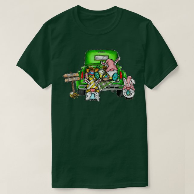 Cute gnomes with Bunny öron Egg Hunting Lastbil Ha T Shirt (Design framsida)