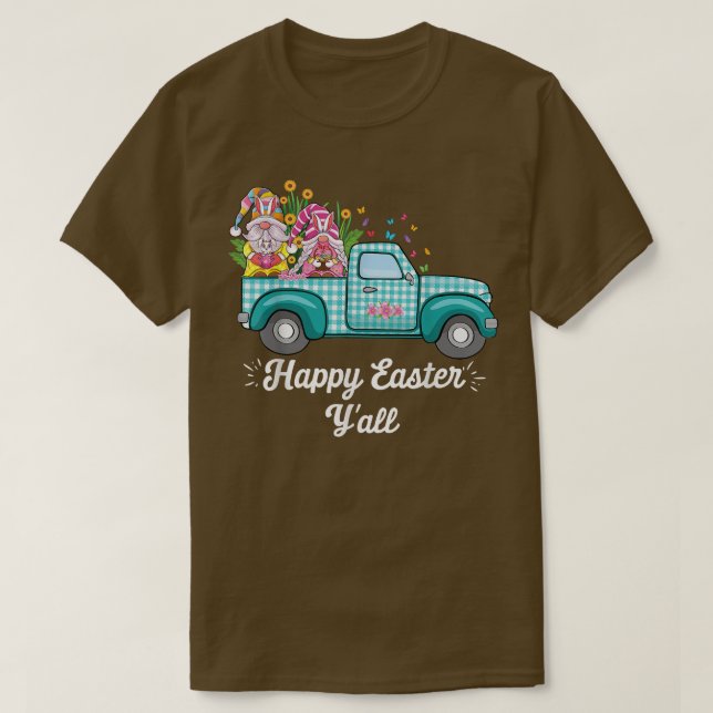 Cute Gnomes with Bunny Öron Egg Hunting Lastbil Ös T Shirt (Design framsida)