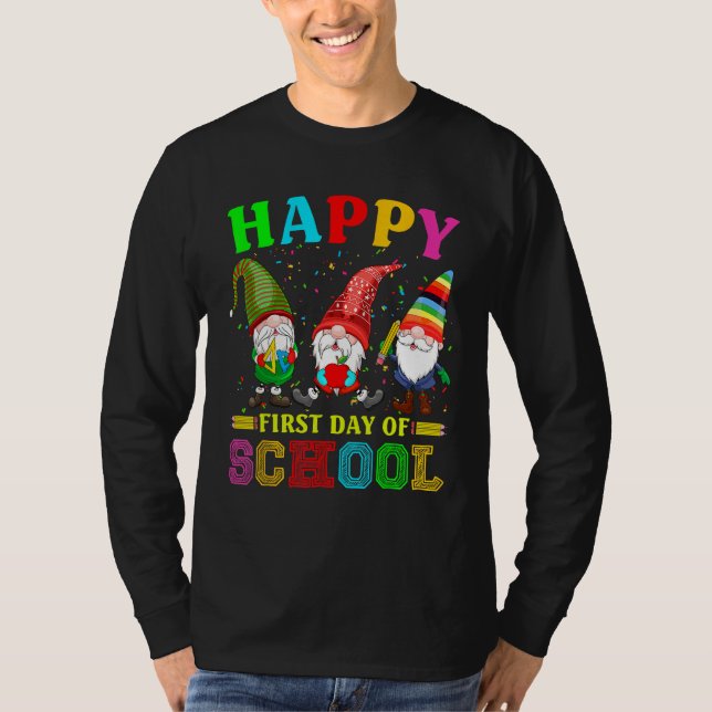 Cute Gnomies Happy First Day Of School Back To Sch T Shirt (Framsida)