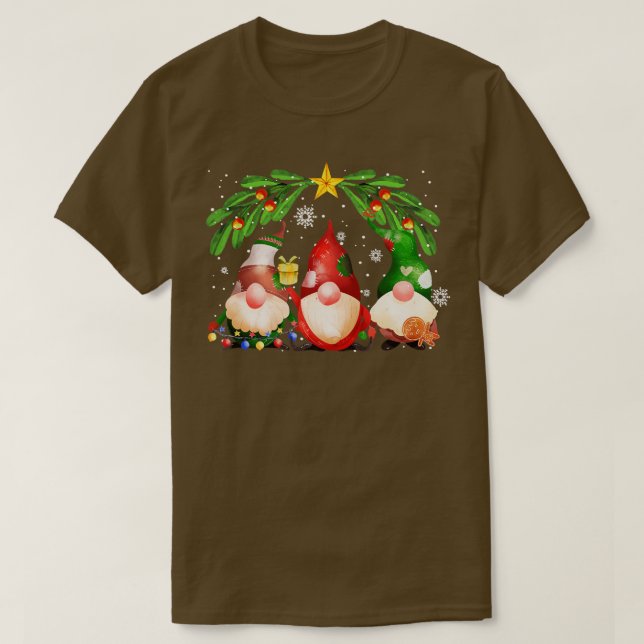 Cute Gnomies Mistletoe God jul T Shirt (Design framsida)