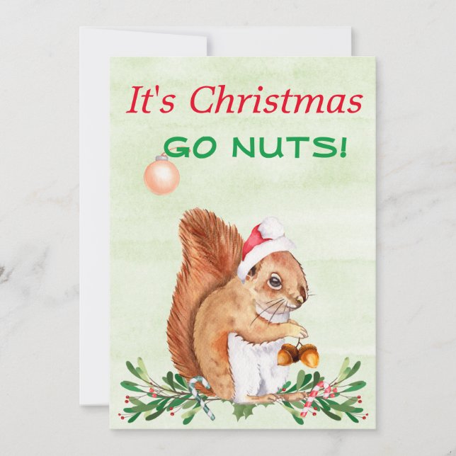 Cute Go Nöt Squirrels jul Julkort (Framsida)