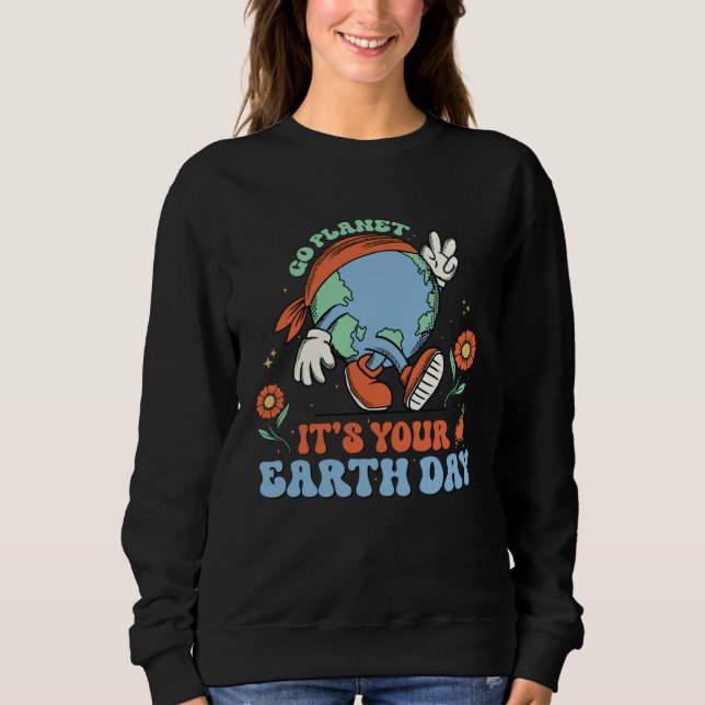 Cute Go Planet Its Your Earth Day 2023 Groovy Kids T Shirt (Framsida)