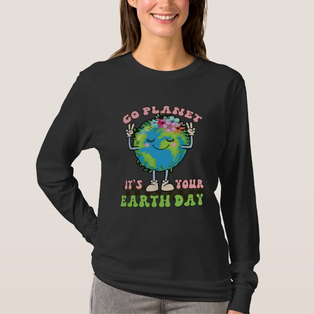 Cute Go Planet Its Your Earth Day Peace Groovy Kid T Shirt (Framsida)