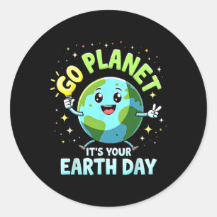Cute Go Planet på din jorddag 2025 Lärarpojke Runt Klistermärke