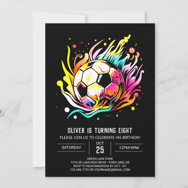 Cute Goal Editable Soccer Birthday Inbjudningar (Framsida)