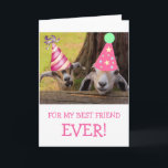 Cute Goat Best Friend Birthday Kort<br><div class="desc">Roligt-kort med två bästa vänner i party-hattarna! Anpassa meddelanden och ha roligt med dem. Photo ©Christine Greenspan</div>