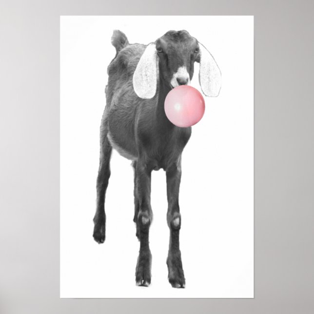 Cute Goat Black White Bubble Gum Nursery Child Poster (Framsidan)