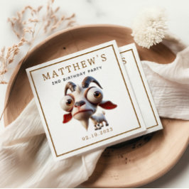 Cute Goat Boskap 2:a födelsedagen Party Pappersservett