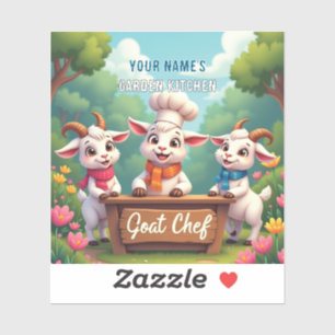 Cute Goat Chef Tecknad Kitchen Klistermärken