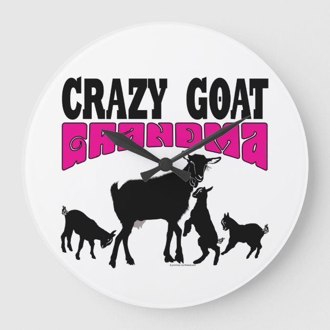 CUTE GOAT | Crazy Goat Grandma Round Stor Klocka (Framsida)