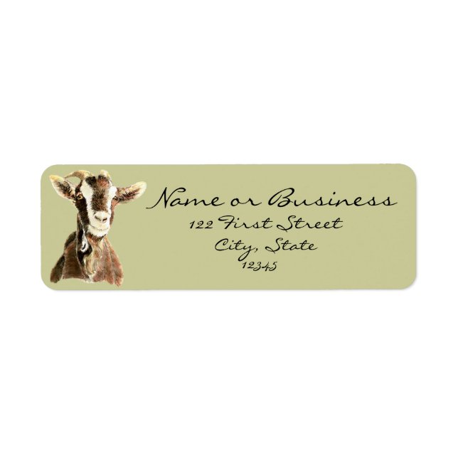 Cute Goat, Farm Animal, Pet Address Label Returadress Etikett (Framsidan)