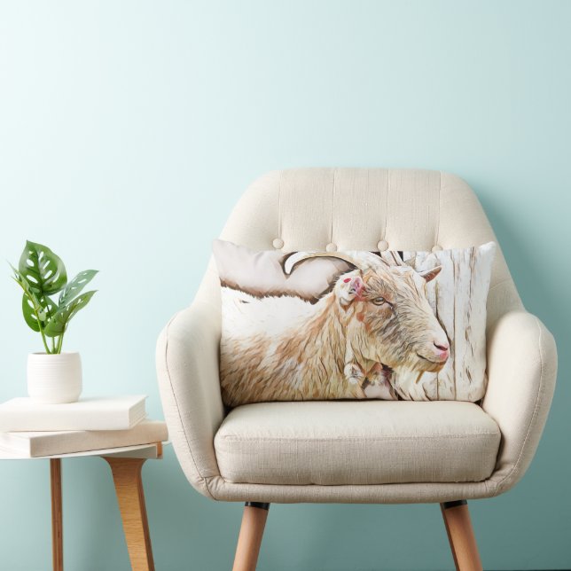 Cute Goat Farmhouse Decor Lumbarkudde (Stol)