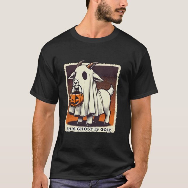 Cute Goat Ghost Pun Meme Bus eller godis Funny Hal T Shirt (Framsida)