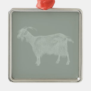 Cute Goat Illustrated Art ANPASSNINGSBAR FÄRG Julgransprydnad Metall