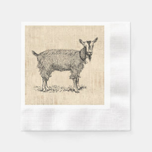 Cute Goat med Bell Illustration Antique-skript Pappersservett