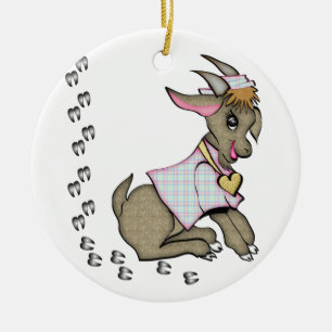 Cute Goat med HoofPrints Julgransprydnad Keramik