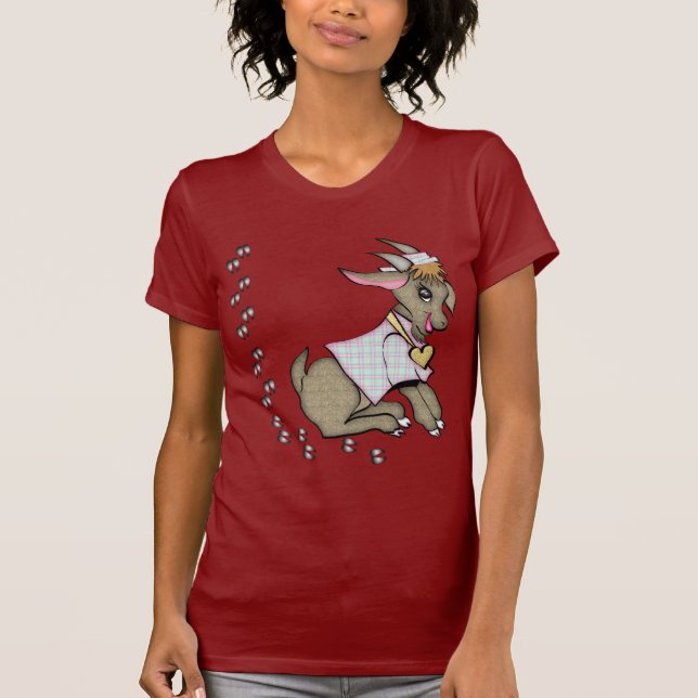 Cute Goat med hoofPrints T Shirt (Framsida)