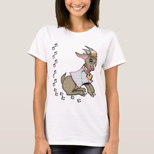 Cute Goat med hoofPrints T-shirt (Framsida)