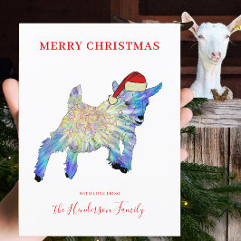Cute Goat med julhatt Helg Vykort