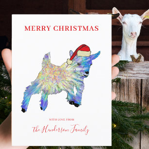 Cute Goat med julhatt Helg Vykort