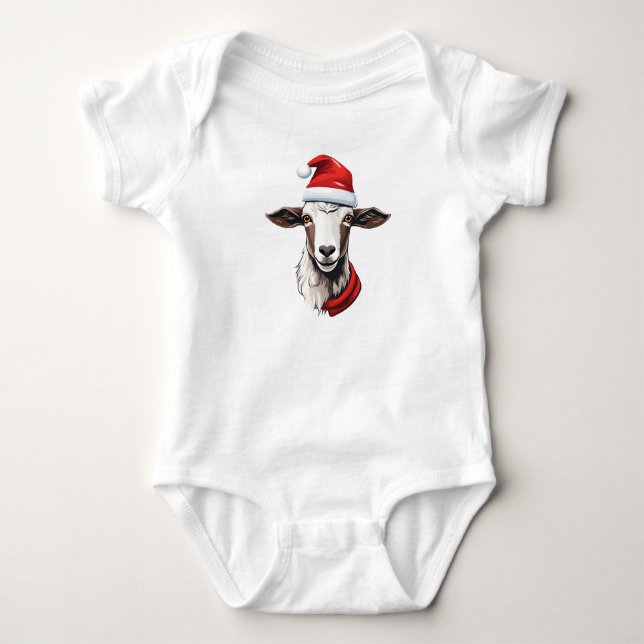 Cute Goat med Santa Hat, Helgdag, julmål T Shirt (Framsida)
