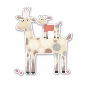Cute Goat och Kid Klistermärken