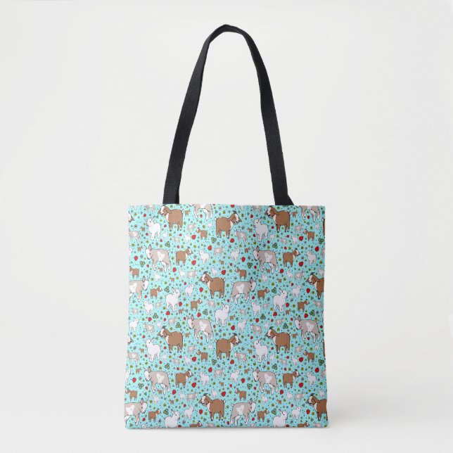 Cute Goat Tote Bag Tygkasse (Framsida)