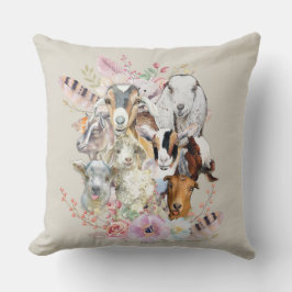 Cute GOAT | Watercolor Goat Porträtt GetYerGoat™ Kudde
