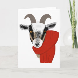 Cute Goat Wearing a Scarf Helgkort