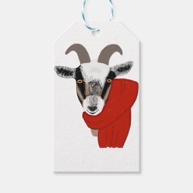 Cute Goat Wearing a Scarf Presentetikett (Framsidan)