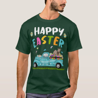 Cute Goat with Bunny Öron Egg Hunting Lastbil Påsk T Shirt