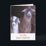 Cute Goats Best Friend Birthday Kort<br><div class="desc">Du och din bestie har gått igenom det hela,  höger? Visa henne hur speciell hon är med det här söta getkortet. Anpassa meddelandena och skapa ditt eget unika hälsning. Tack så mycket för tittar! Photo ©Christine Greenspan</div>