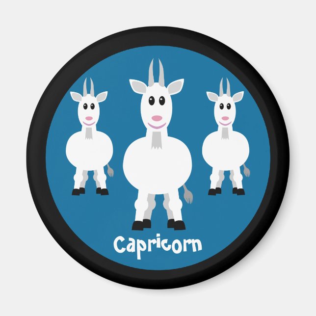 Cute Goats Capricorn Zodiac Sign Anpassningsbar Bl Magnet (Framsidan)