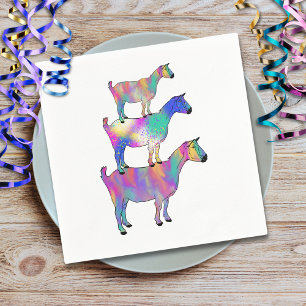 Cute Goats Colorful Farm Animal Art Pappersservett