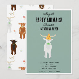Cute Goats Farm Party Animals Goat Birthday Tema Inbjudningar