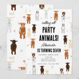 Cute Goats Farm Party Animals Goat Birthday Theme Inbjudningar