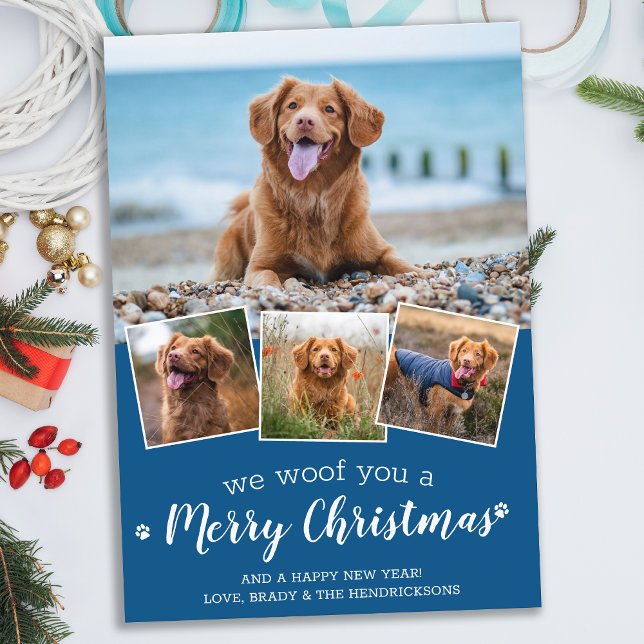 Cute God jul Anpassningsbar Hund Pet Photo Collage Julkort (Skapare uppladdad)