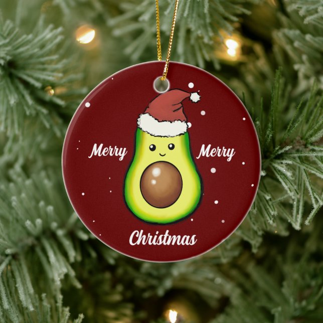 Cute God jul Avocado keramiskt ornament (Träd)