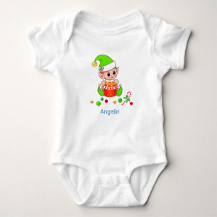 Cute God Jul Baby Elf & Confetti T Shirt