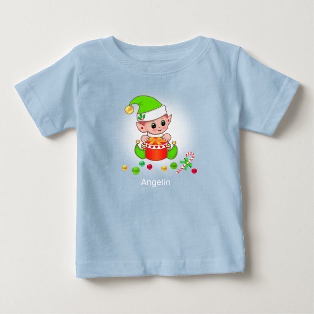 Cute God Jul Baby Elf & Confetti T Shirt (Framsida)
