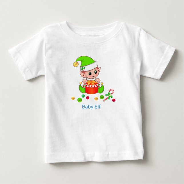 Cute God Jul Baby Elf & Confetti T Shirt (Framsida)