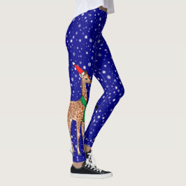 Cute God Jul Baby Giraffe i Santa Hat Leggings