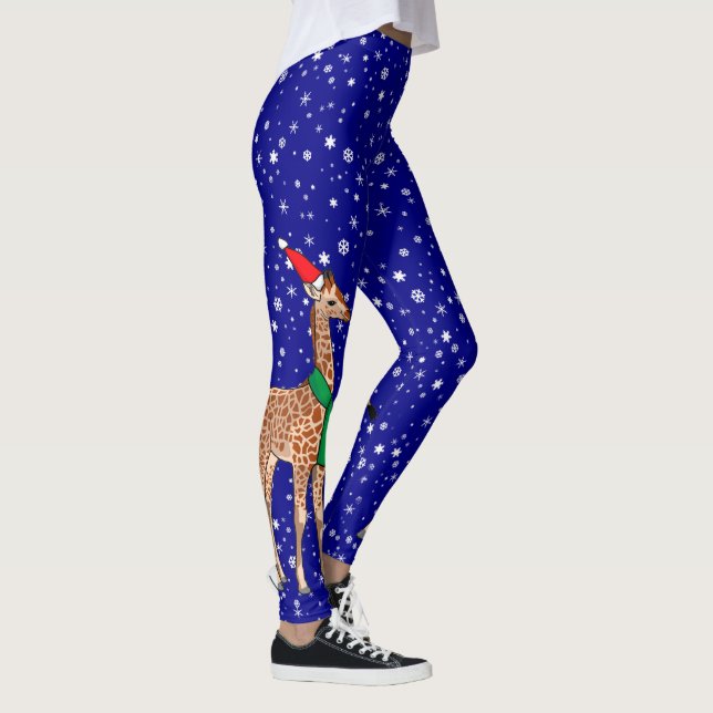 Cute God Jul Baby Giraffe i Santa Hat Leggings (Höger)