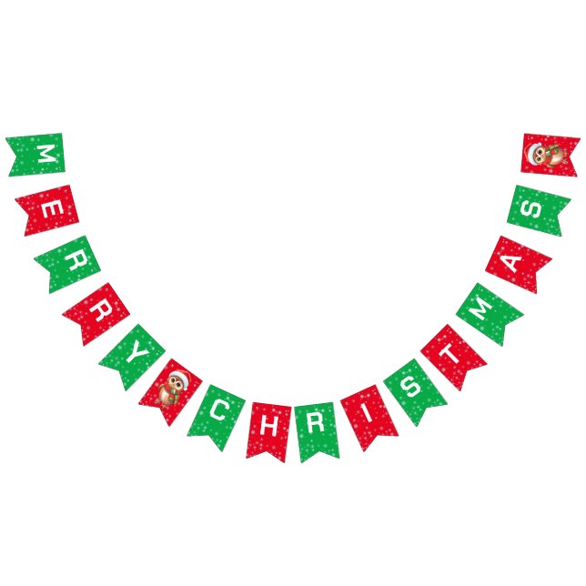 Cute god jul Baby Uggla Santa Scarf helgdag Vimplar (Alla)