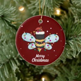 Cute God jul Bee Ceramic Ornament