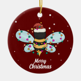 Cute God jul Bee Ceramic Ornament