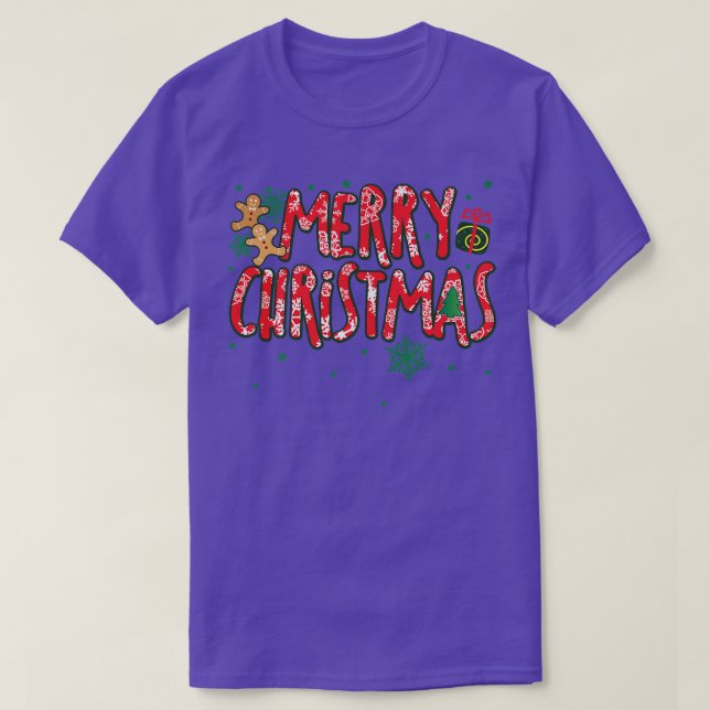 Cute God jul Candy cane Helgdag Gingerbrea T Shirt (Design framsida)